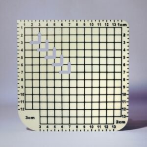 Regla multicurvas de 3 radios de 1, 2 y 3 centímetros